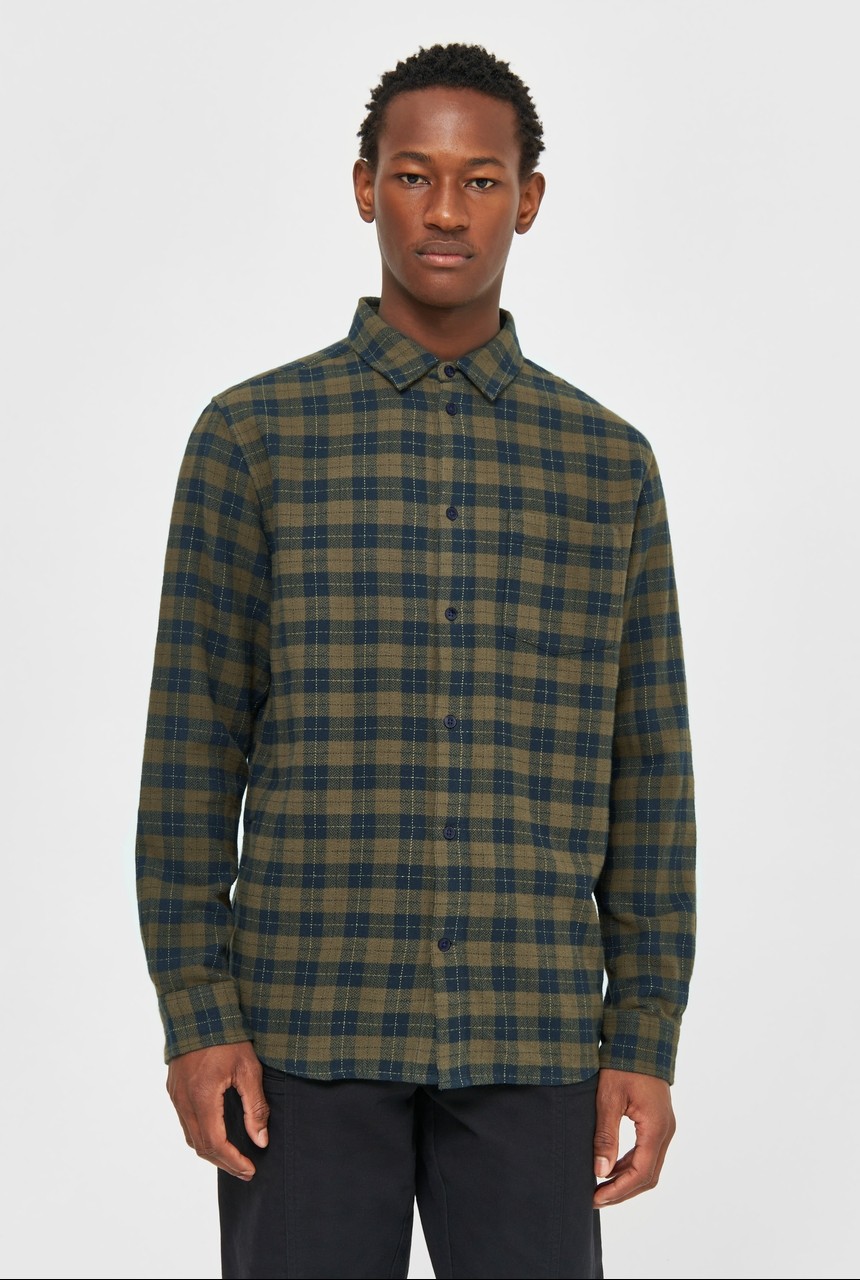 CHECKERED SHIRT | Knowledge Cotton | veganes Hemd | Green check